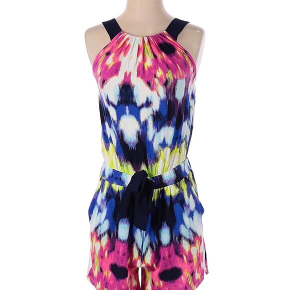 NWT $68 MILLY for DesigNation Watercolor Romper, Size XS, Sleeveless, Colorful - Picture 2 of 8